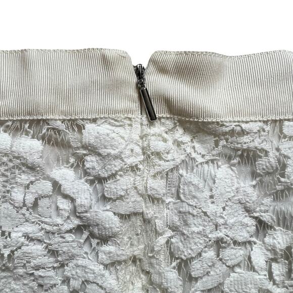 Rebecca Taylor Cream White Lace Fluted Midi Skirt size 6 NEW Tags Ribbon Lined - Picture 10 of 10